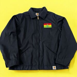 READ Carhartt Rasta Flag Weed Marijuana Black Full Zip Twill Jacket Men's XL
